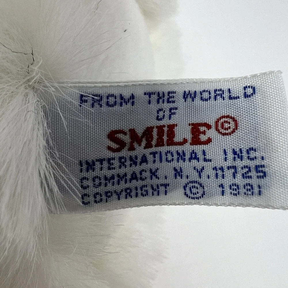 1991 White Mouse Plush 10 Inch Stuffed Animal Plaid Ears‎ World of Smile